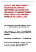 ASSISTED LIVING FACILITY MANAGER TEST&sol;REVIEW FOR ARIZONA ALF CERTIFICATION FULL PRACTICE EXAM WITH CORRECT ACTUAL QUESTIONS AND CORRECTLY WELL DEFINED ANSWERS LATEST ALREADY GRADED A&plus; 2026