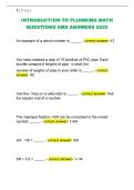 INTRODUCTION TO PLUMBING MATH QUESTIONS AND ANSWERS 2025