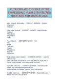 NUTRITION AND THE ROLE OF THE PROFESSIONAL NURSE 2750 VERIFIED QUESTIONS AND ANSWERS 2026