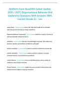Midterm Exam Buad304 &lpar;Latest Update 2026 &sol; 2027&rpar; Organizational Behavior And Leadership Questions With Answers 100&percnt; Correct &lbrace;Grade A&rcub; &ndash; Usc