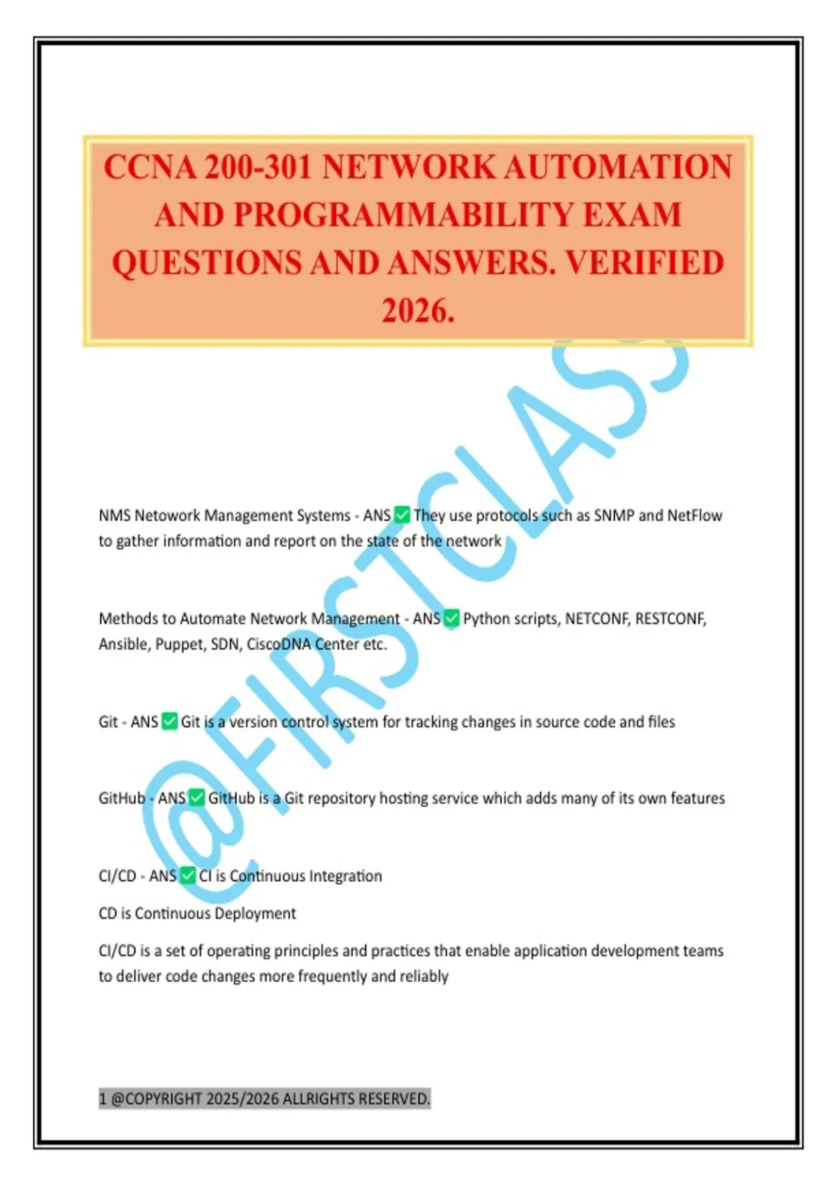 CCNA 200-301 NETWORK AUTOMATION AND PROGRAMMABILITY EXAM QUESTIONS AND ...