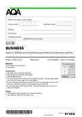 2025 AQA GCSE BUSINESS Paper 2 Influences of marketing and finance on business activity Combined Question Paper and Final Marking Scheme