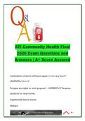 ATI Community Health Final &lpar;NURS 420&rpar; &ndash; 58 Exam Questions on Bioterrorism&comma; Lead Poisoning&comma; Disaster Nursing