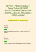 PSYC210 &sol; PSYC 210 Module 1&comma; 2&comma; 3&comma; 4&comma; 5&comma; 6 & 7 &lpar;Latest 2026 &sol; 2027 Updates STUDY BUNDLE PACKAGE WITH SOLUTIONS&rpar; Abnormal Psychology &vert; Questions and Answers &vert; Grade A &vert; 100&percnt; Correct &lpar;Verified Answers&rpar; - Portage Learning