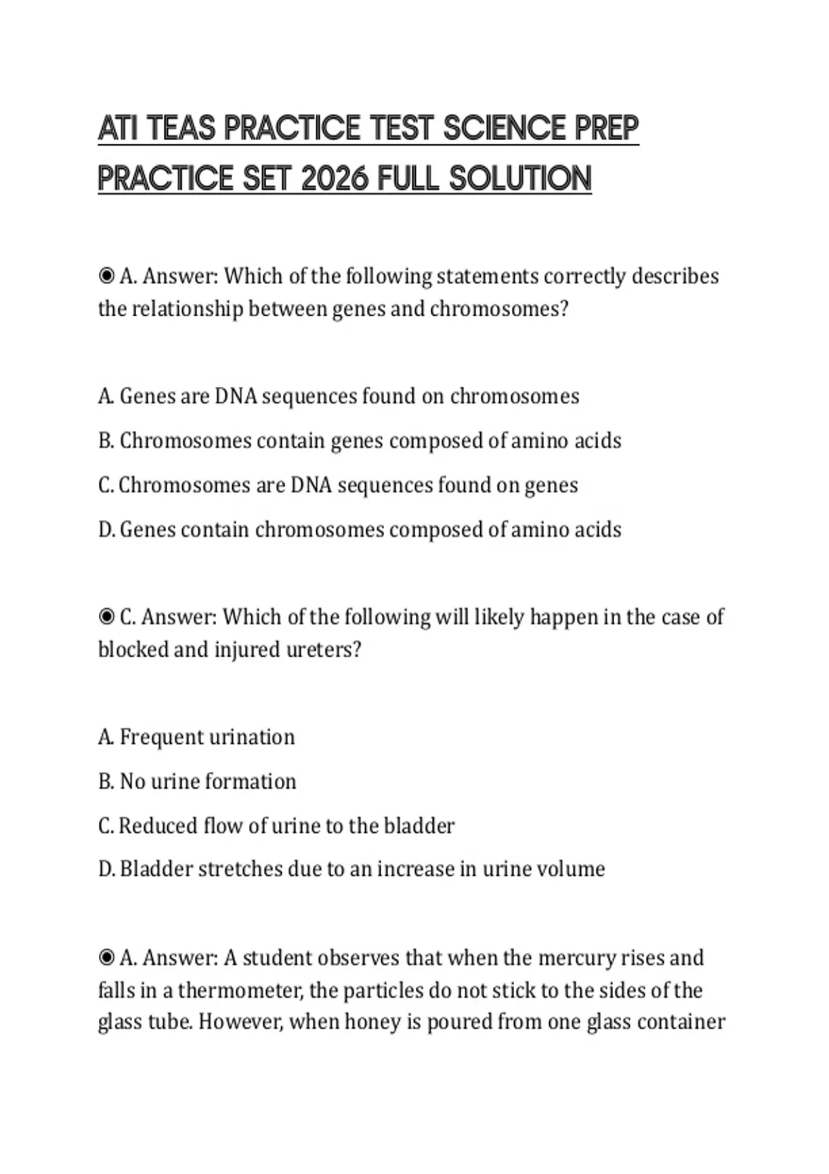 ATI TEAS PRACTICE TEST SCIENCE PREP PRACTICE SET 2026 FULL SOLUTION ...