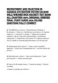 RECRUITMENT AND SELECTION IN CANADA 8TH EDITION VICTOR CATANO WILLI WIESNER RICK HACKETT TEST BANK ALL CHAPTERS 100&percnt; ORIGINAL VERIFIED CERTIFICATION REVIEW SET 2026 ANSWERS GUARANTEED PASS