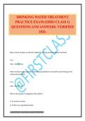 DRINKING WATER TREATMENT PRACTICE EXAM &lpar;OHIO CLASS 1&rpar; QUESTIONS AND ANSWERS&period; VERIFIED 2026&period;