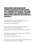 RECRUITMENT AND SELECTION IN CANADA 8TH EDITION VICTOR CATANO WILLI WIESNER RICK HACKETT TEST BANK ALL CHAPTERS 100&percnt; ORIGINAL VERIFIED COMPREHENSIVE TEST PAPER 2026 COMPLETE ANSWERS ACCURATE