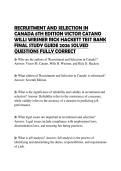 RECRUITMENT AND SELECTION IN CANADA 8TH EDITION VICTOR CATANO WILLI WIESNER RICK HACKETT TEST BANK PRACTICE SCRIPT UPDATED 2026 TESTED SOLUTIONS