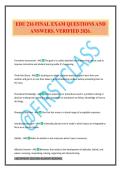 EDU 216 FINAL EXAM QUESTIONS AND ANSWERS&period; VERIFIED 2026&period;