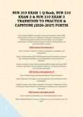 NUR 210 EXAM 1 Q-Bank&comma; NUR 210 EXAM 2 & NUR 210 EXAM 3 TRANSITION TO PRACTICE & CAPSTONE &lpar;2026&ndash;2027&rpar; FORTIS   