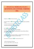 FINANCIAL MODELING EXAM 1 QUESTIONS AND ANSWERS&period; VERIFIED 2026&period;