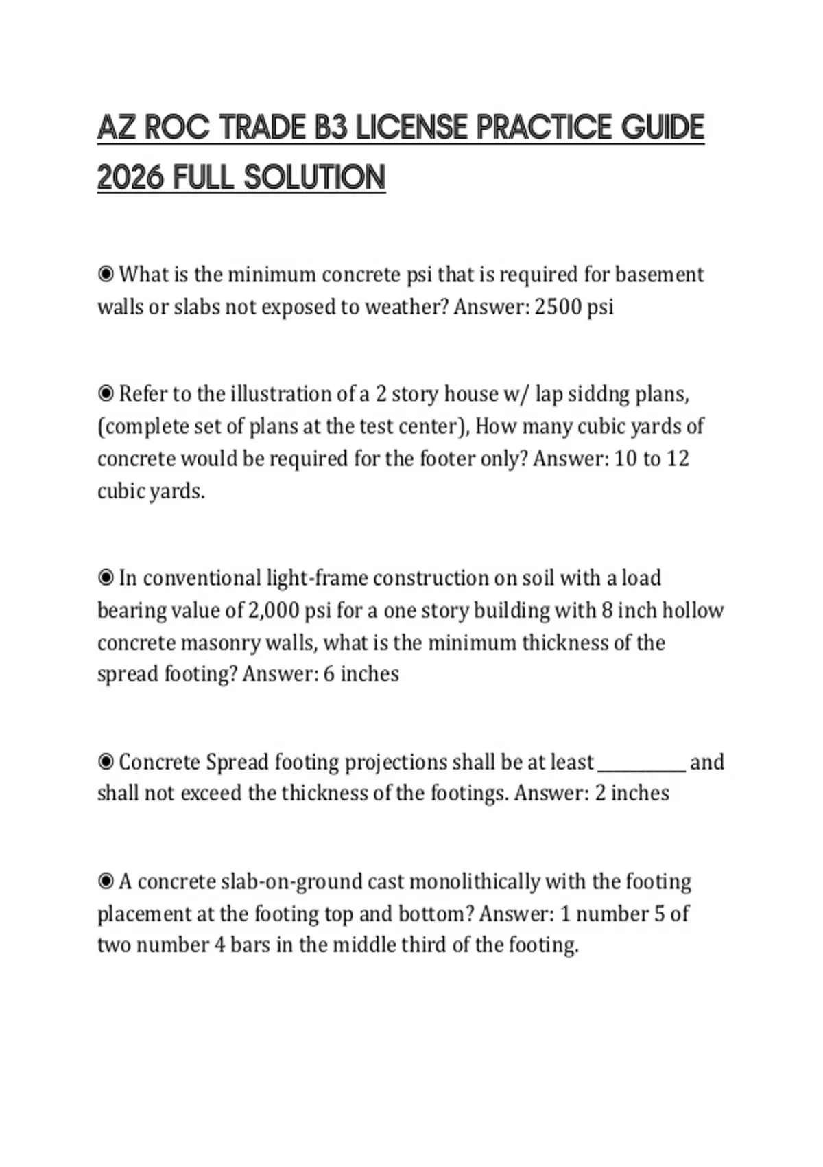 AZ ROC TRADE B3 LICENSE PRACTICE GUIDE 2026 FULL SOLUTION - AZ - Stuvia US