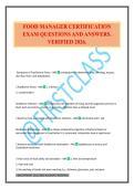 FOOD MANAGER CERTIFICATION EXAM QUESTIONS AND ANSWERS&period; VERIFIED 2026&period;