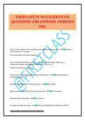 FOOD SAFETY MANAGER EXAM QUESTIONS AND ANSWERS&period; VERIFIED 2026&period;