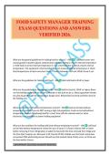 FOOD SAFETY MANAGER TRAINING EXAM QUESTIONS AND ANSWERS&period; VERIFIED 2026&period;