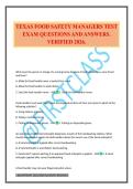 TEXAS FOOD SAFETY MANAGERS TEST EXAM QUESTIONS AND ANSWERS&period; VERIFIED 2026&period;