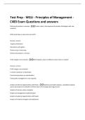 Test Prep - WGU - Principles of Management -  C483 Exam Questions and answers 