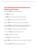 The Cardiovascular System Anatomy Exam  Questions and answers 