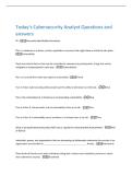 Today's Cybersecurity Analyst Questions and  answers 