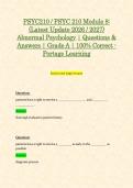 PSYC210 &sol; PSYC 210 Module 1&comma; 2&comma; 3&comma; 4&comma; 5&comma; 6&comma; 7 & 8 &lpar;Latest 2026 &sol; 2027 Updates STUDY BUNDLE PACKAGE WITH SOLUTIONS&rpar; Abnormal Psychology &vert; Questions and Answers &vert; Grade A &vert; 100&percnt; Correct &lpar;Verified Answers&rpar; - Portage Learning