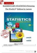 Elementary Statistics&colon; Picturing the World &ndash; Test Bank&comma; 6th Edition by Ron Larson&comma; Comprehensive Exam Prep Questions