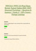 PSYC210 &sol; PSYC 210 Module 1 - 8 & Final Exam &lpar;Latest 2026 &sol; 2027 Updates STUDY BUNDLE PACKAGE WITH SOLUTIONS&rpar; Abnormal Psychology &vert; Questions and Answers &vert; Grade A &vert; 100&percnt; Correct &lpar;Verified Answers&rpar; - Portage Learning