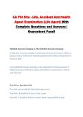 CA PSI Site - Life&comma; Accident And Health Agent Examination &lpar;Life Agent&rpar; With Complete Questions and Answers &vert; Guaranteed Pass&excl;&excl;