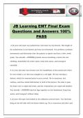 JB Learning EMT Final Exam Questions and Answers 100&percnt; PASS