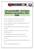 JB Learning EMT - Ch 5 Exam Questions and Answers 100&percnt; PASS