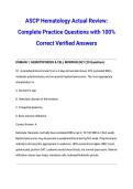 ASCP Hematology Actual Review  Complete Practice Questions with 100&percnt; Correct Verified Answers