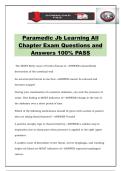Paramedic Jb Learning All Chapter Exam Questions and Answers 100&percnt; PASS