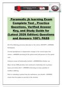 Paramedic jb learning Exam Complete Test &comma; Practice Questions&comma; Verified Answer Key&comma; and Study Guide for &lpar;Latest 2026 Edition&rpar; Questions and Answers 100&percnt; PASS
