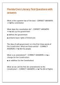 Florida Civic Literacy Test Questions with answers