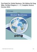 TEST BANK for Global Business&comma; 5th Edition by Peng Mike&comma; Verified Chapters 1 - 17&comma; Complete Newest Version