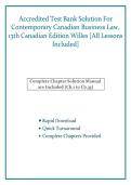 Test Bank&colon; Contemporary Canadian Business Law &lpar;13th Canadian Edition&rpar; &ndash; John A&period; Willes & John H&period; Willes