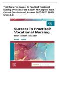 TEST BANK For Success in Practical Vocational Nursing 10th Edition by Carrol Collier&comma; Verified Chapters 1 - 19&comma; Complete Newest Version
