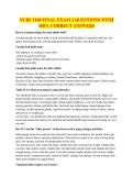 NURS 1160 FINAL EXAM 2 QUESTIONS WITH 100&percnt; CORRECT ANSWERS