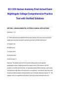 SCI-220 Human Anatomy Final Actual Exam Nightingale College Comprehensive Practice Test with Verified Solutions