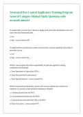 Structural Pest Control Applicators Training Program General Category Manual Study Questions with accurate answers 