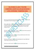 ILLINOIS CLASS C WATER CERTIFICATION EXAM QUESTIONS AND ANSWERS&period; VERIFIED 2026