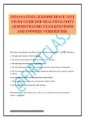 INDIANA STATE JURISPRUDENCE TEST STUDY GUIDE FOR HEALTH FACILITY ADMINISTRATORS EXAM QUESTIONS AND ANSWERS&period; VERIFIED 2026&period;