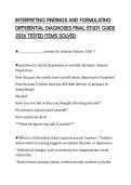 INTERPRETING FINDINGS AND FORMULATING DIFFERENTIAL DIAGNOSES FINAL STUDY GUIDE 2026 TESTED ITEMS SOLVED