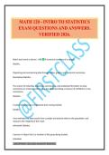 MATH 120 - INTRO TO STATISTICS EXAM QUESTIONS AND ANSWERS&period; VERIFIED 2026&period;