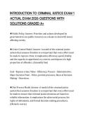 INTRODUCTION TO CRIMINAL JUSTICE EXAM 1 ACTUAL EXAM 2026 QUESTIONS WITH SOLUTIONS GRADED A&plus;