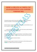 MEDICAL BILLING & CODING CH&period;7 EXAM QUESTIONS AND ANSWERS&period; VERIFIED 2026&period;