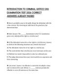 INTRODUCTION TO CRIMINAL JUSTICE GSU EXAMINATION TEST 2026 CORRECT ANSWERS ALREADY PASSED