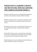 INTRODUCTION TO LEADERSHIP CONCEPTS AND PRACTICE FINAL PAPER 2026 QUESTIONS WITH COMPLETE SOLUTIONS GRADED A&plus;