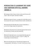 INTRODUCTION TO LEADERSHIP TEST SCRIPT 2026 QUESTIONS WITH FULL ANSWERS GRADED A&plus;