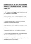 INTRODUCTION TO LEADERSHIP VIEW AHEAD PAPER 2026 QUESTIONS WITH FULL ANSWERS GRADED A&plus;